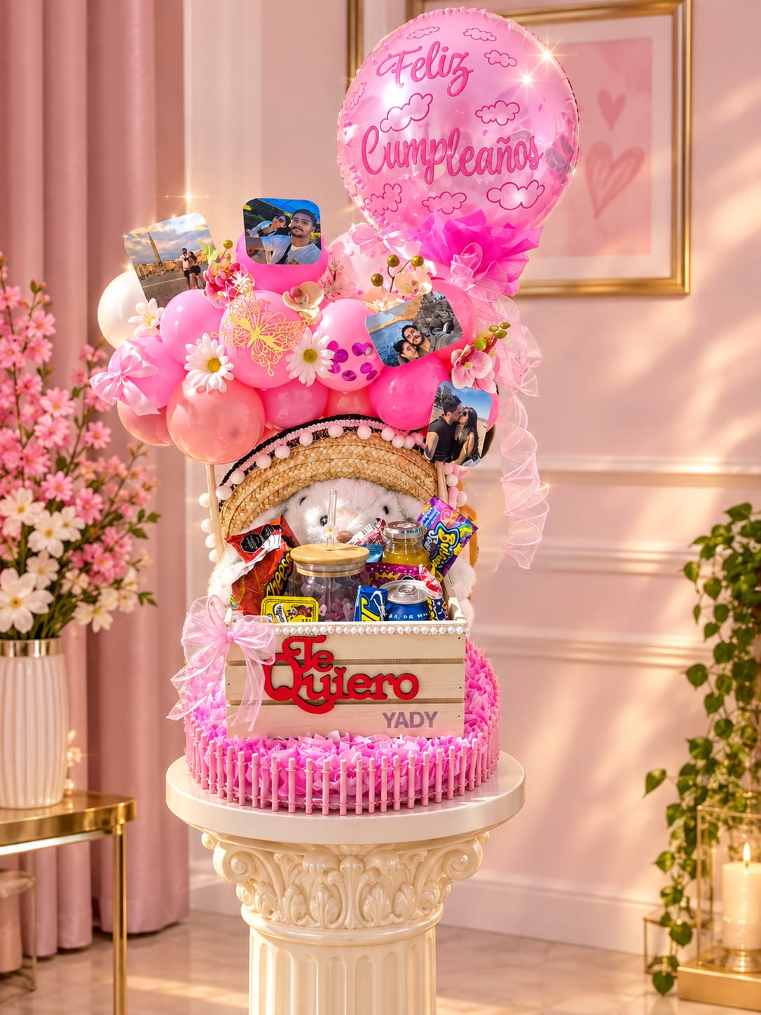 Sorpresa de cumpleaños rosa